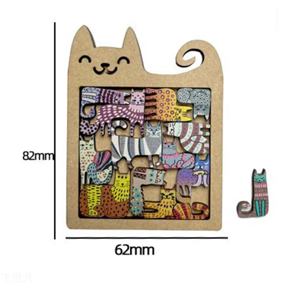 Puzzle en bois en forme de chat, jouet pour enfants, éducation précoce, formation à la réflexion, amusant et difficile, cadeau d'anniversaire pour enfants