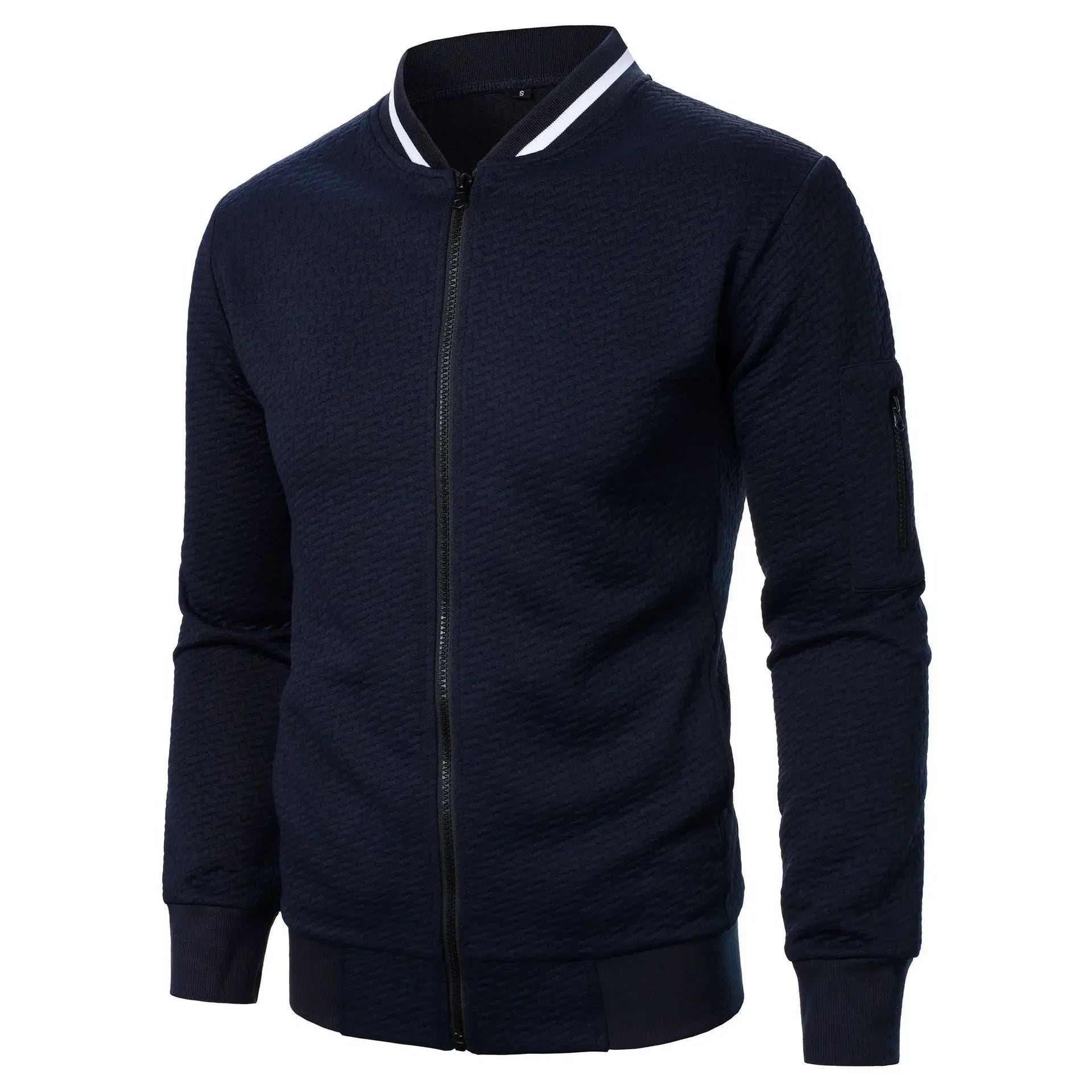 Veste de Baseball pour hommes, Streetwear, nouvelle mode d'automne, vestes décontractées de couleur unie pour hommes, manteau en tissu Jacquard pour hommes