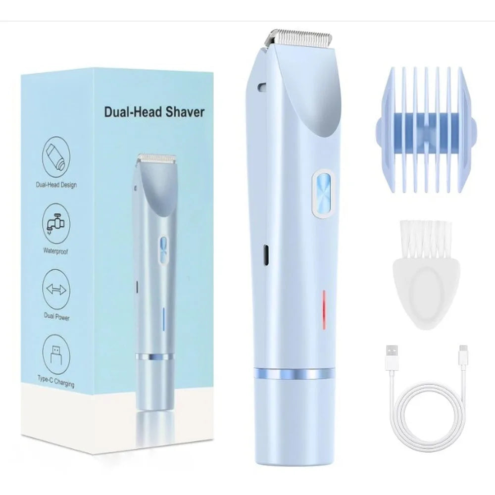 2-in-1 Electric Epilator, Painless Shaver, Bikini Trimmer, Facial Mustache Trimmer, Body Shaver for Women, Facial Epilator