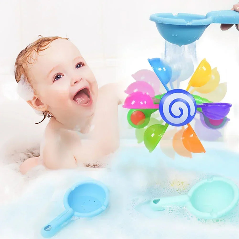 Moulin à vent arc-en-ciel pour tout-petits, ventouse de bain, jouet de pulvérisation d'eau, roue à eau colorée, ensemble de jouets de bain pour bébé, jouet d'arrosage de douche