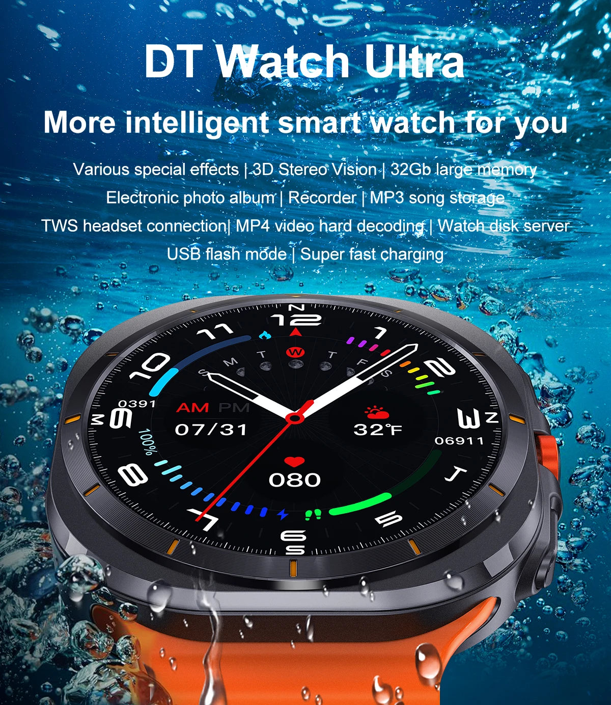 2025 nouvelle montre DT 7 montre Ultra intelligente hommes 32GB mémoire vidéo GPS NFC 47mm AMOLED Fitness sport Tracker santé montres intelligentes femmes