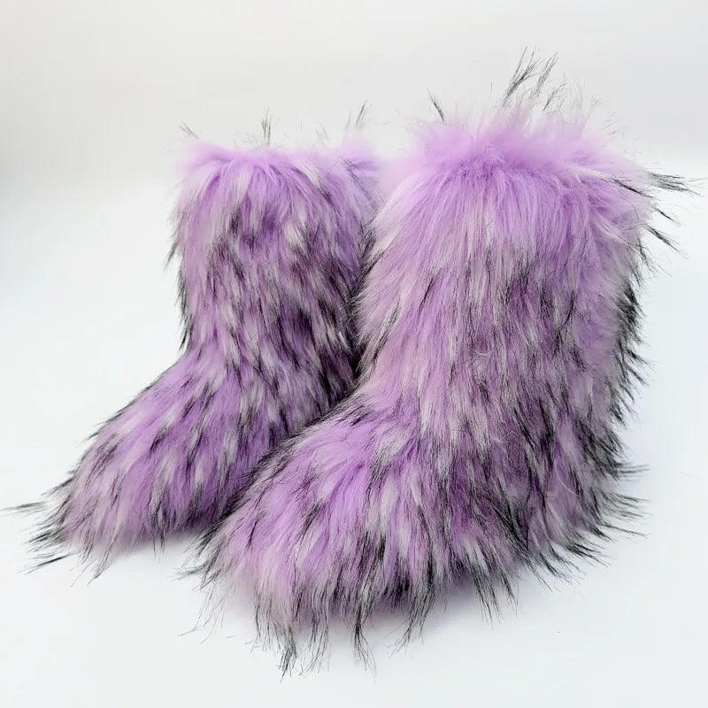 Bottes de neige mi-mollet en fourrure pour femmes et filles, chaussures en peluche chaudes, plate-forme extérieure, document solide, mignon, hiver, Y2K, 2023