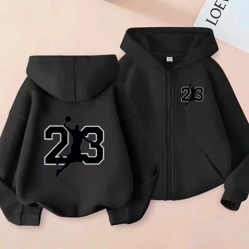 Sporty zip-up hoodies, fashionable casual jackets and warm tops for autumn and winter, suitable for boys and girls aged 3 to 12 years