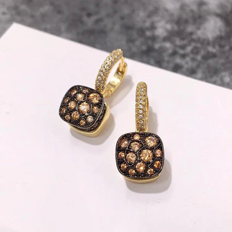 Boucles d'oreilles classiques en forme de bonbon, incrustation de Zircon, ruche en cristal, nid d'abeille, plaqué or, goutte d'eau, cadeau pour femmes, bijoux à la mode