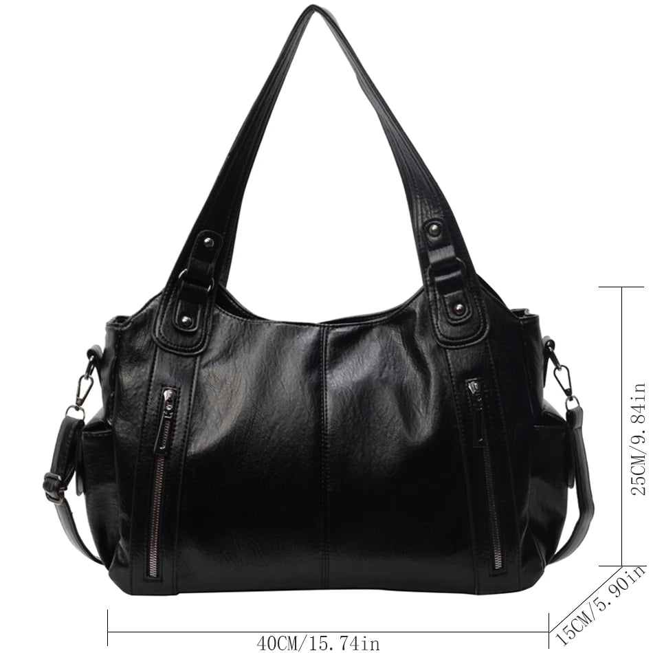 Sac à Main de Grande Capacité en Cuir Souple Hobos pour Femme, Grand Fourre-Tout de Style, Sacoche de Shopping