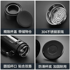 400, 600, 800, 1000ml glass bottle/cup with filter cord, plastic case, glass cup, water bottle, business gift, black/blue