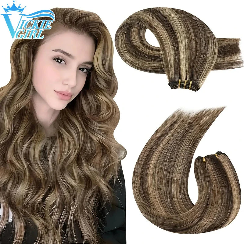 Straight Human Hair Weft Bundles Ombre Blonde Human Hair Extensions 100g/piece 16"-28" Skin Color Remy Straight Double Weft