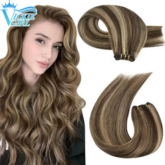 Straight Human Hair Weft Bundles Ombre Blonde Human Hair Extensions 100g/piece 16"-28" Skin Color Remy Straight Double Weft