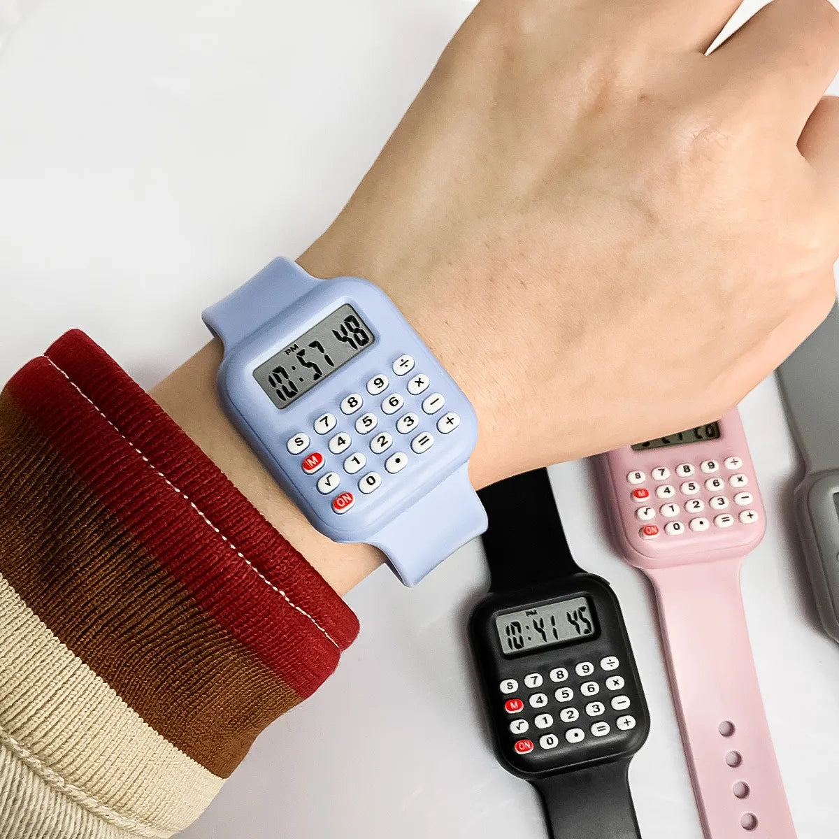 Montre numérique pour enfants, bracelet en caoutchouc, avec calculatrice, pour filles, étudiantes, afficher l'heure et la date, nouvelle collection 2025