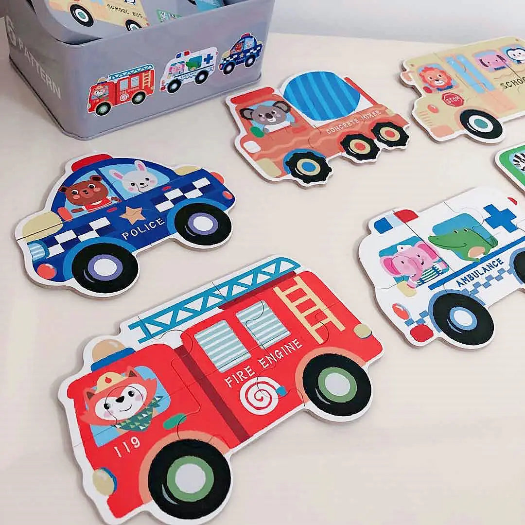 Puzzle en bois pour bébé jouets Montessori dos boîte en fer pour enfants de 2 3 et 4 ans