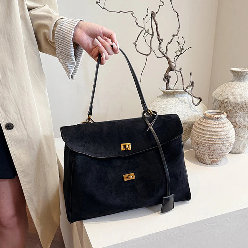 Sac à main de luxe pour femmes, café violet, marque avancée, Simple, fourre-tout en daim givré, sac à bandoulière de voyage pour banlieue