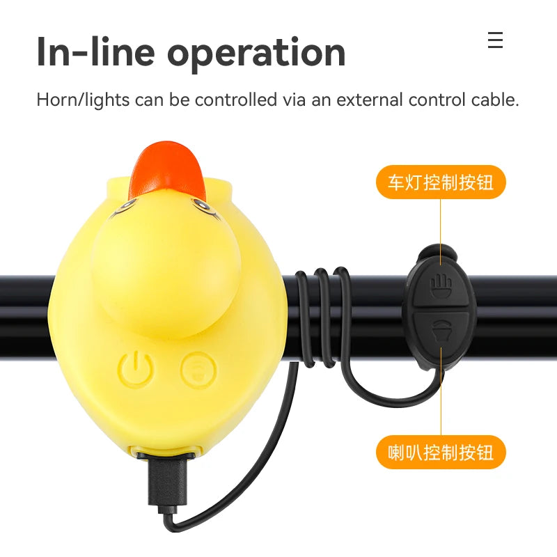 Lumière de vélo pour enfants, équitation de nuit, petit canard jaune, sonnette pour enfants, lampe de poche, phare de vélo pour cyclisme, lampe avant de vélo