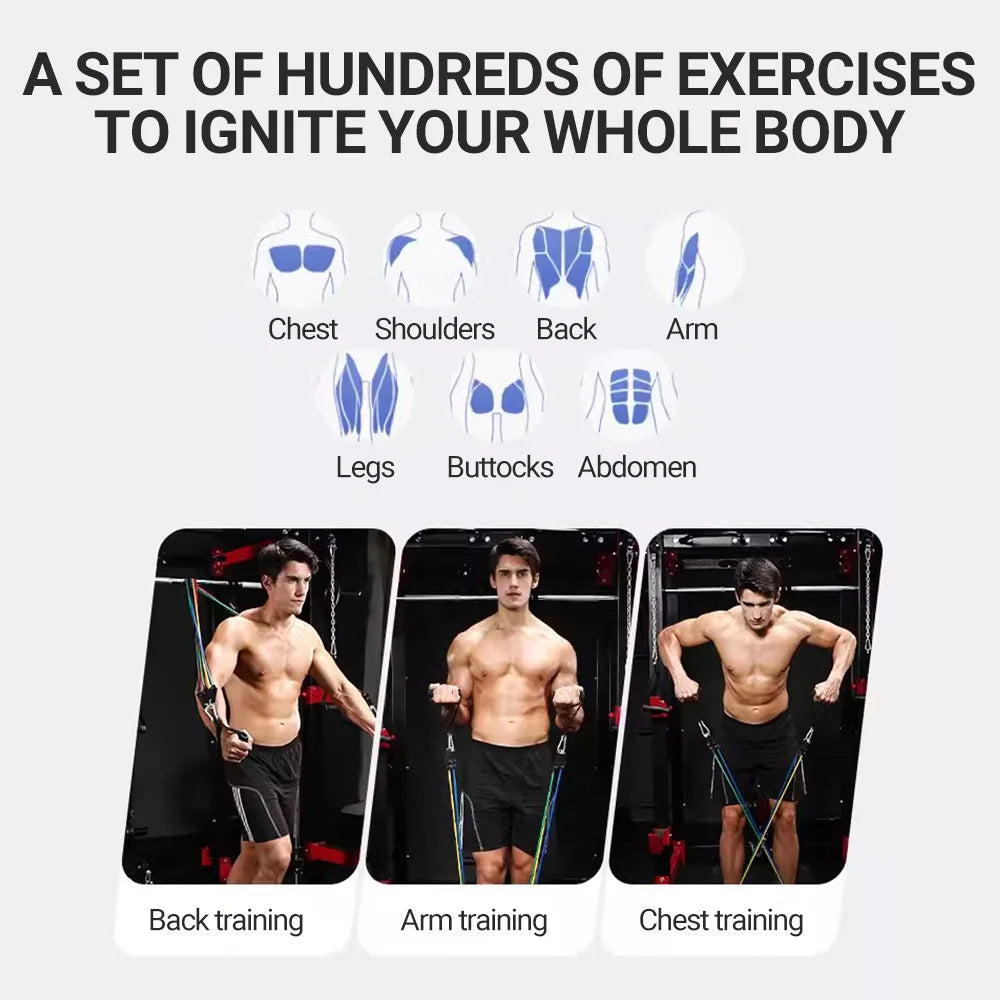 Ensemble de bandes de résistance de musculation, tendeur multifonction, ceinture d'entraînement musculaire, bandes élastiques, équipement de Fitness Portable