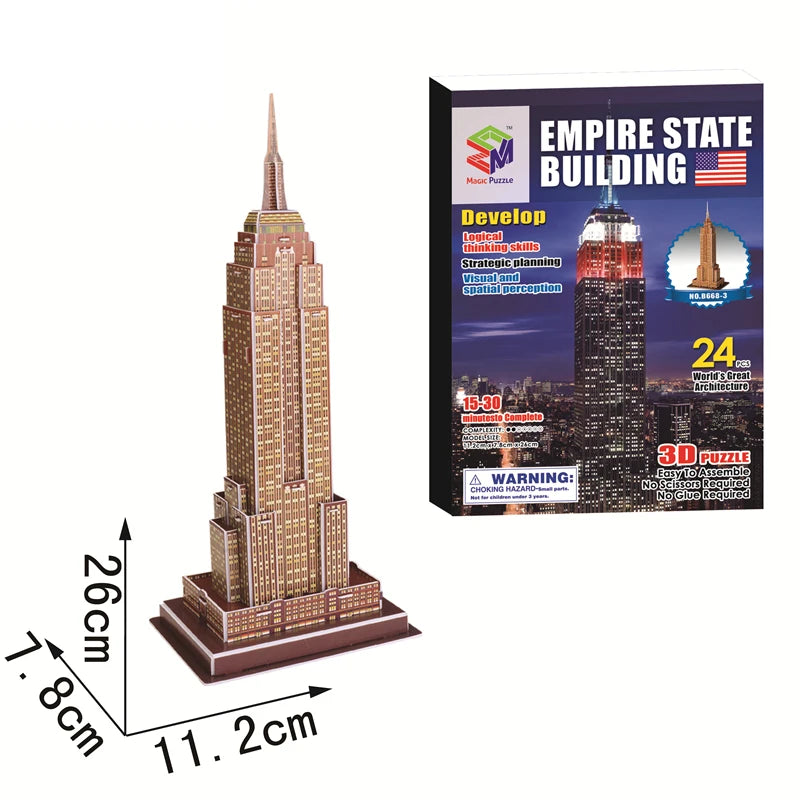 Jouets éducatifs Puzzles 3D jouets enfants développement intellectuel mondes Construction de bâtiments célèbres Puzzles 3D jouet