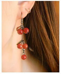 Bijoux pour femmes, boucles d'oreilles Pop coréen, cerise rouge, mignon, vente en gros