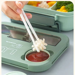 Boîte à déjeuner Portable à compartiment de 1300ML, boîte à Bento de bureau pour enfants étudiants avec fourchette et cuillère, récipient de stockage des aliments pour micro-ondes