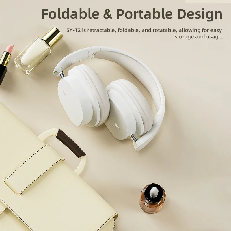 Casque sans fil Bluetooth 5.3 à la mode, casque stéréo HIFI portable supra-auriculaire, casque d'affaires, écouteurs de jeu à faible latence, prise en charge de la connexion 3,5 mm et de la lecture de cartes TF