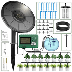 Kit de système d'irrigation goutte-à-goutte solaire pour plantes de jardin avec écran d'affichage, minuterie d'arrosage automatique de voyage bricolage, dernier cri