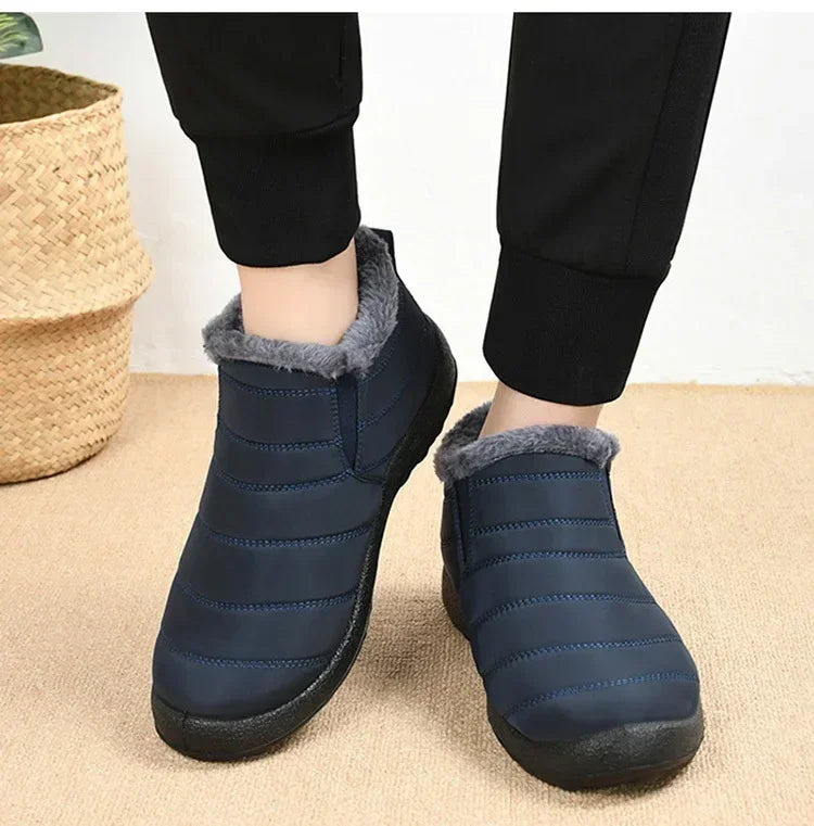 Bottes d'hiver imperméables pour femmes, bottines de neige en peluche, chaudes, noires, chaussures à plateforme en coton pour Couple, nouvelle collection 2023
