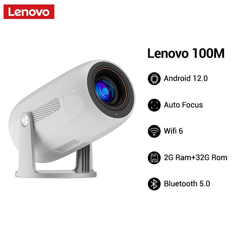 Lenovo Portable 4K projecteur 100M Android 12 WIFI 6 TOF No-Sense mise au point automatique extérieur Full HD projecteur vidéo film Home cinéma