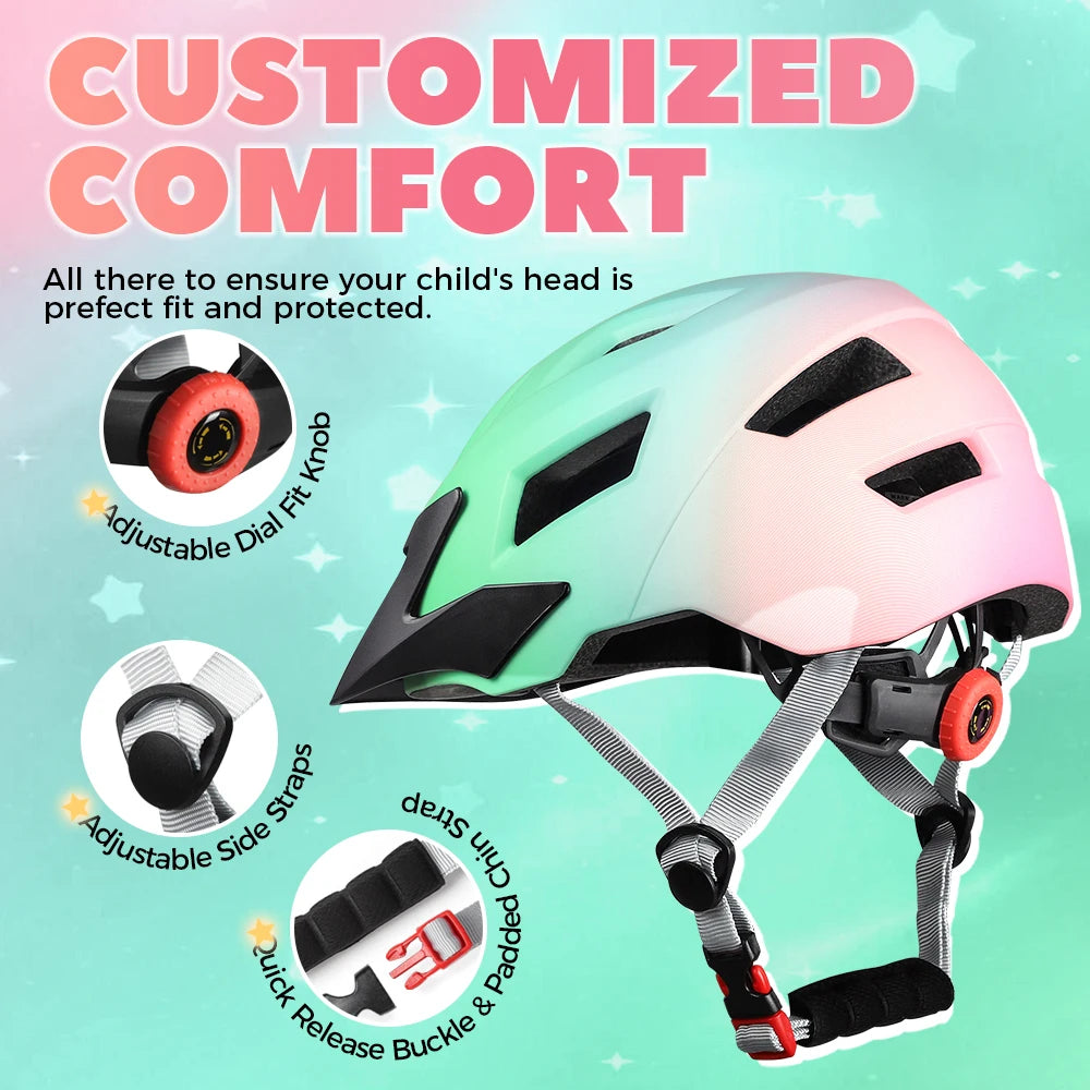 Casque Enfants Vélo Sécurité Cyclisme Garçons Filles Sports de plein air Casquette de protection VTT Draisienne Rollers Casques