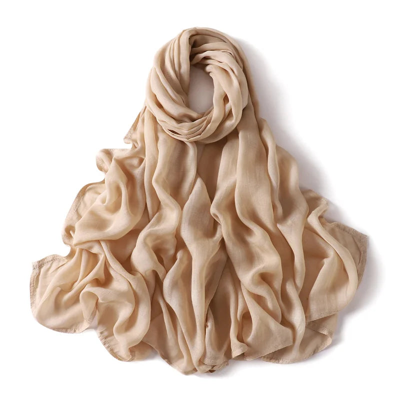 Ramadan Solid Color Plus Size Cotton Rayon Hijab Scarf Women's Muslim Headscarf Wraps Shawls Muslim Women's Headband Islamic Turban
