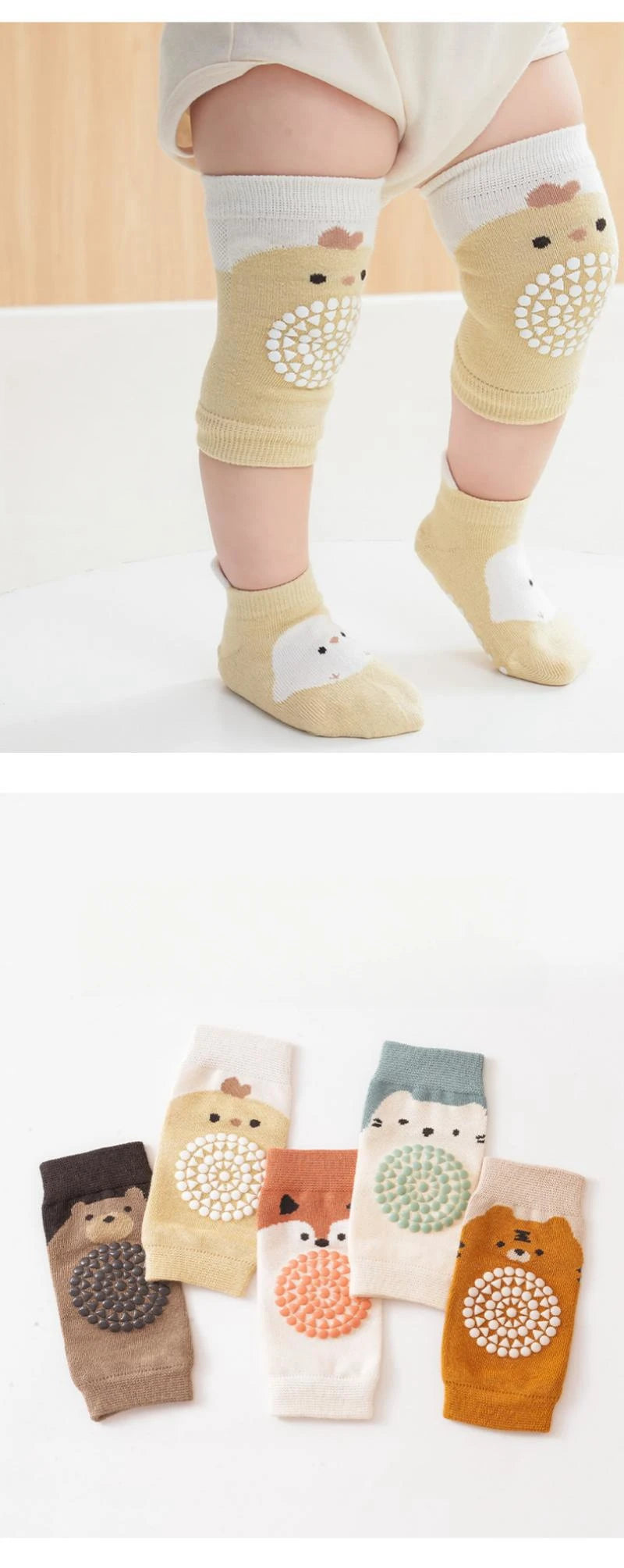 Ensemble de genouillères et de chaussettes de sol pour bébé, coussin non ald inoling, protecteur de chaussettes pour tout-petits, genouillère de sécurité, fille et garçon, 2 pièces