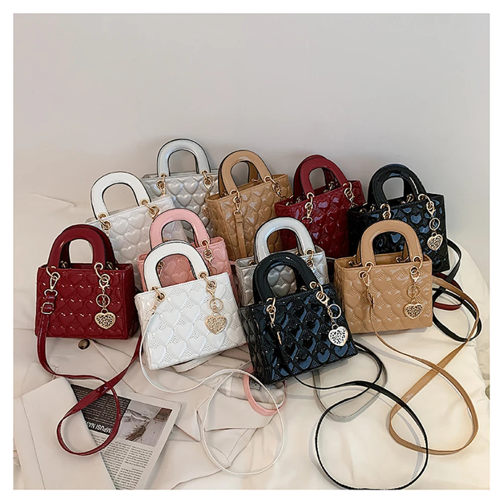 Red Love - Women's Patent Leather Handbag, Glossy Surface, High-End Design, Wedding Cuff Bag, Striking Shoulder Bag, New Fashion 