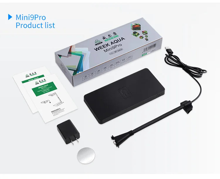 WEcavium-Mini LED Aquarium Lamp, 9 Pro USB CharacterAquarium Light, Plant Grow, Full Spectrum, Guinogy Microlandscape Lamp