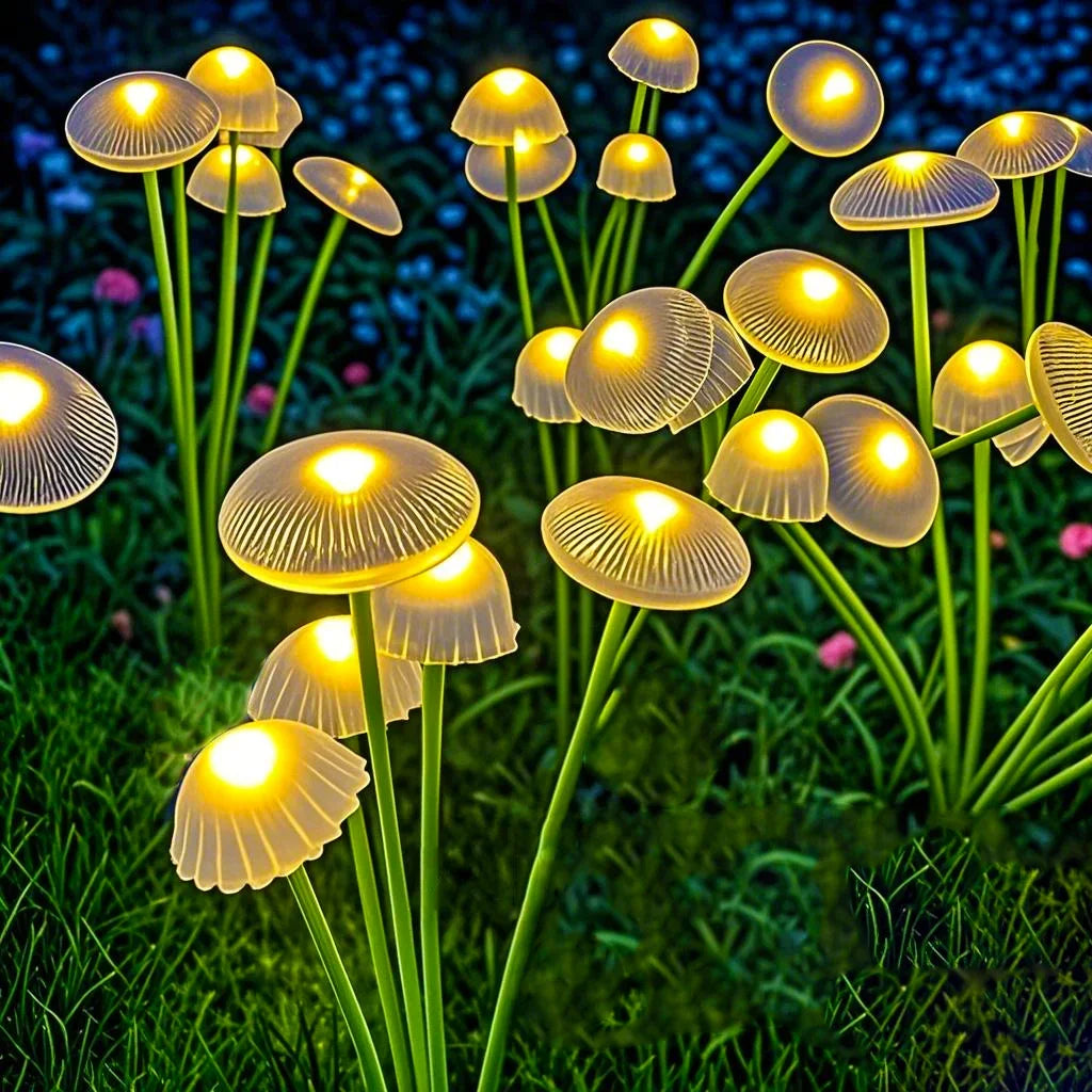 Dual Mode LED Solar Garden Lights, Mushroom-Shaped Waterproof Garden Patio Path Jellyfish Design for Garden Ambiance