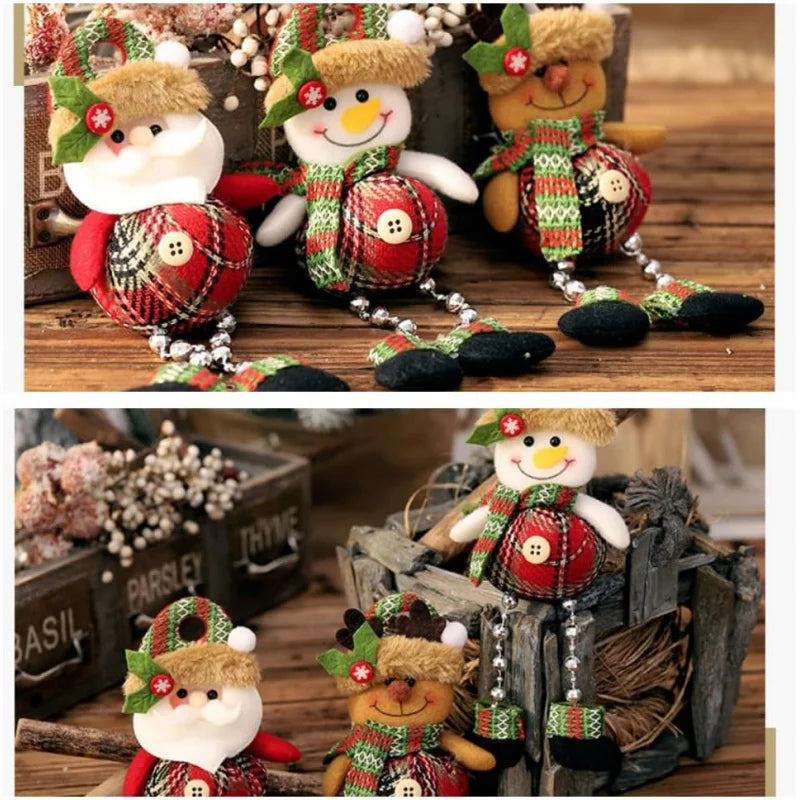 Christmas tree decorations, plush hanging ornaments for holiday parties, Santa Claus, snowman, reindeer, Christmas home decorations