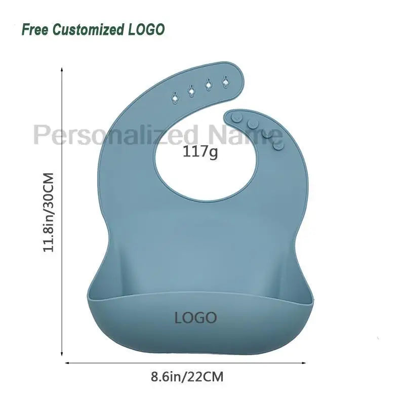 Bavoir en Silicone pour bébé et enfant en bas âge, imperméable, souple, avec poche de chargement, pour garçons et filles, Logo personnalisé gratuit