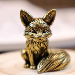 Statue de renard l'inventaire en laiton, figurine d'Auckland, décoration de bureau, sculpture animale en cuivre, artisanat de décoration d'intérieur, accessoires mignons