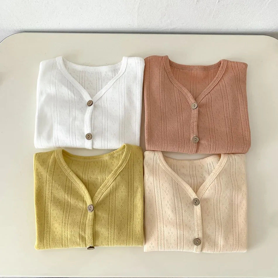 Veste d'été légère à manches longues pour enfants, vêtements pour tout-petits, cardigan solide pour documents, vêtements décontractés coréens pour bébés garçons et filles