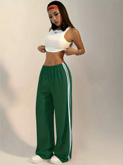 Women's casual long pants, fashionable versatile pants, spring and autumn style, solid color pants for girls