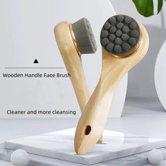 Brosse de lavage du visage en bois, manche en hêtre, manche en bambou, lavage manuel du visage