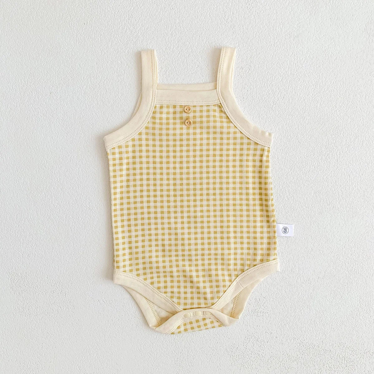 Été nouveau-né bébé filles sans manches fronde Plaid tenues coton doux combinaisons infantile enfants vêtements de sport body