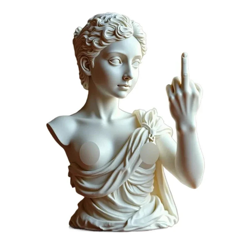 Statue de déesse de Vienne drôle en résine, Sculpture offensive du doigt du milieu, Figurines de bureau Medusa, nouveauté, cadeau artistique, décoration de maison