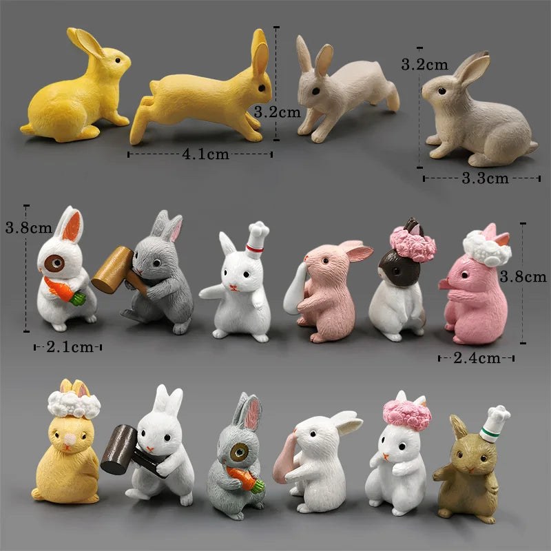 Figurine de pâques de noël, lapin blanc, carotte, bricolage, décor de chambre Kawaii, accessoires de décoration de jardin féerique miniatures modernes