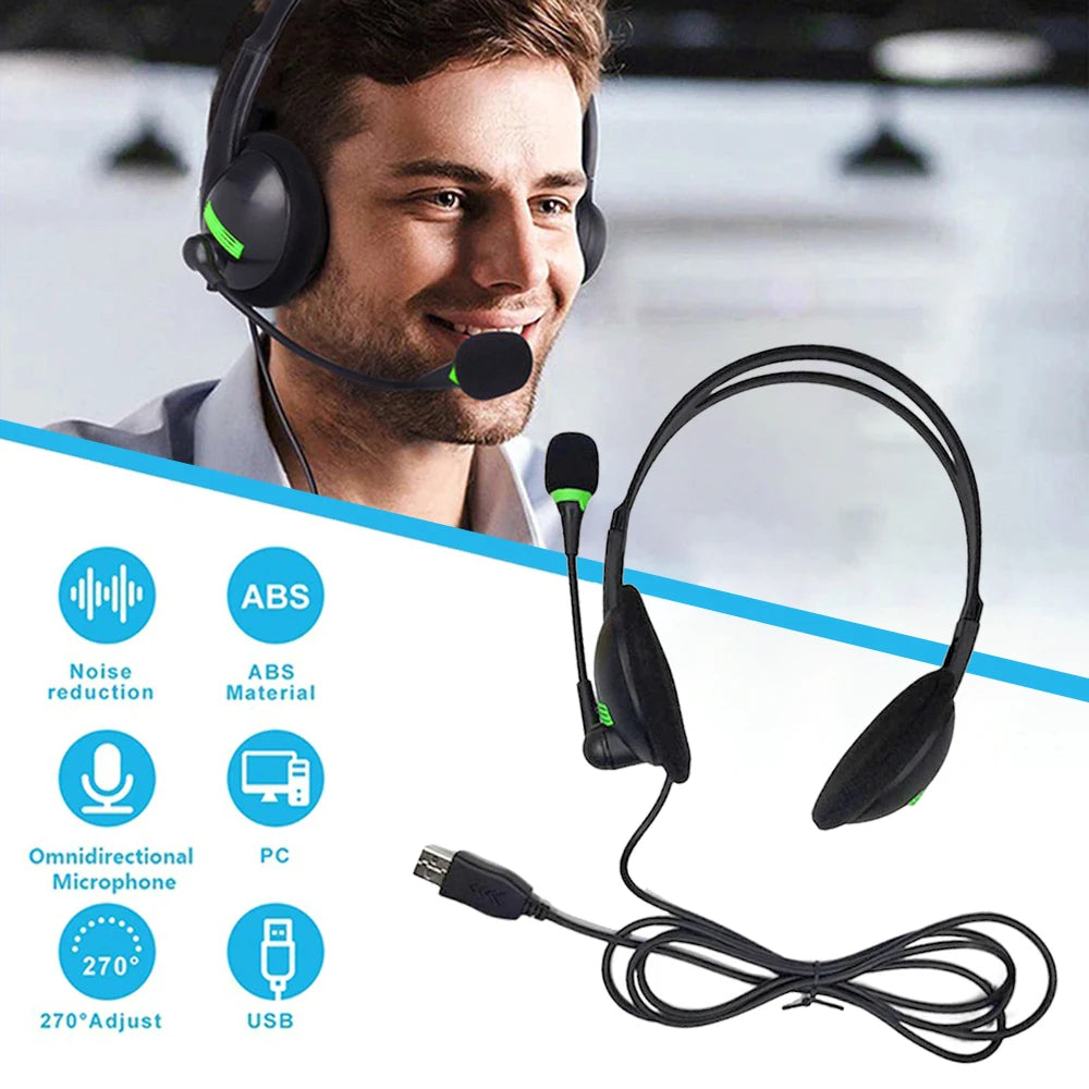 Casque USB avec microphone antibruit et contrôle du volume filaire 3.5mm casque téléphonique pour ordinateur portable PC Call Center Office