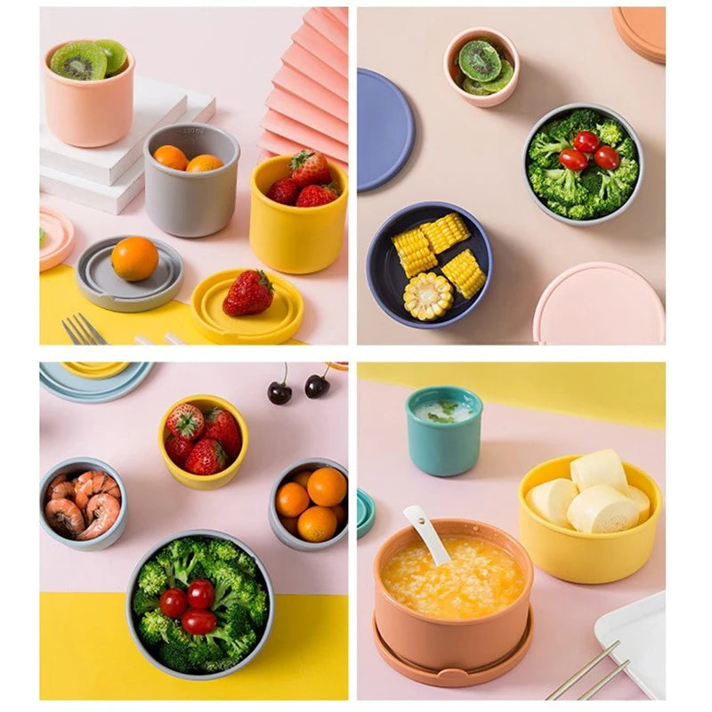 Boîte à déjeuner de 250ML pour enfants, récipient à salade, boîte à déjeuner antiadhésive en Silicone avec couvercle, boîte à Bento réutilisable, moule à glaçons