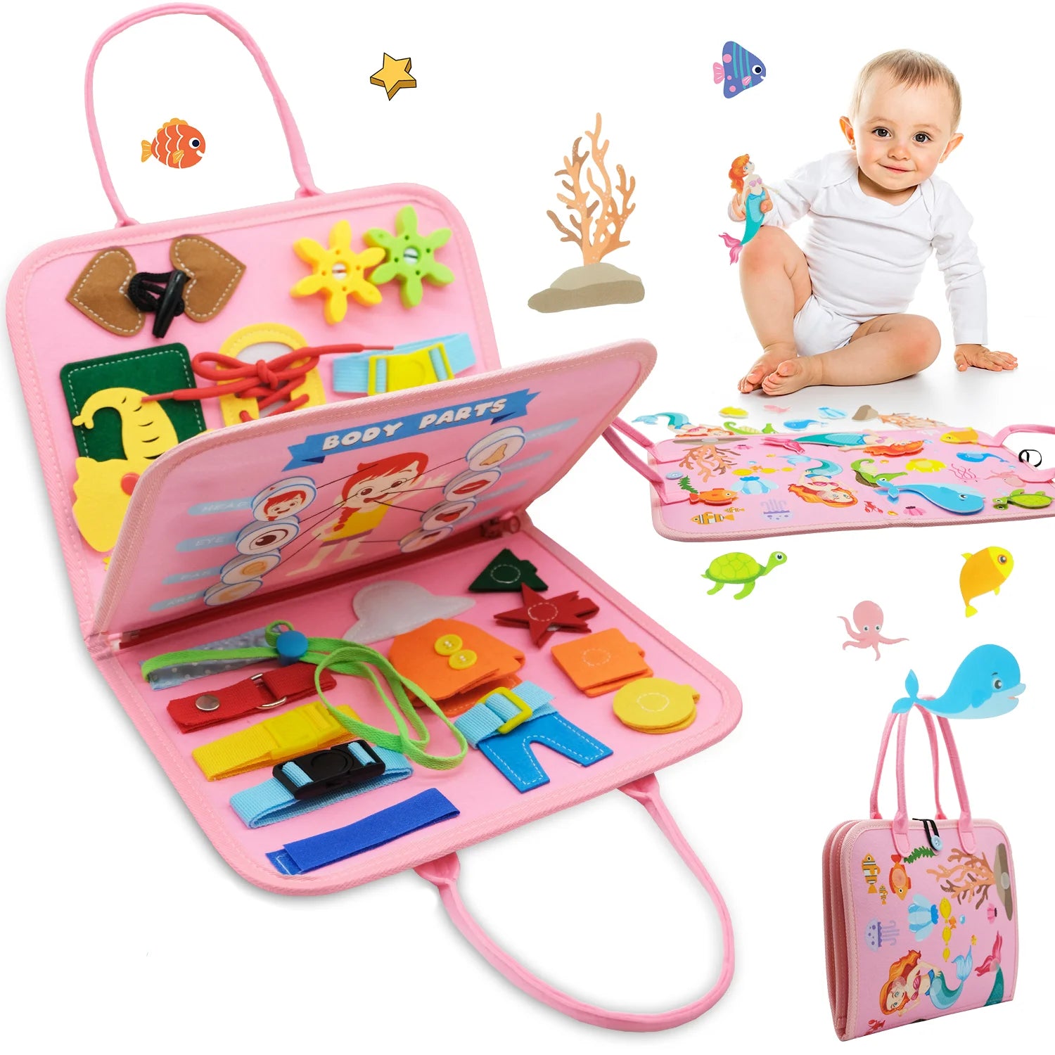 Livre d'activité Montessori en feutre pour tout-petits, planches sensorielles, motricité Fine, livre silencieux, jouets d'apprentissage préscolaire, cadeau éducatif