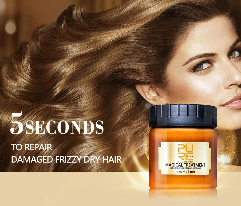 PURC 5s Magic Hair Mask, Permanent Keratin Treatment, Fast Smoothing, Repair Cream for Dry Damage and Frizz, Restores Gentle Hair Care Masks