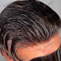 1B40 1B65 gris cheveux humains hommes toupet indécutable 0.1mm Pu Base homme perruques remplacement naturel délié cheveux prothèse capillaire