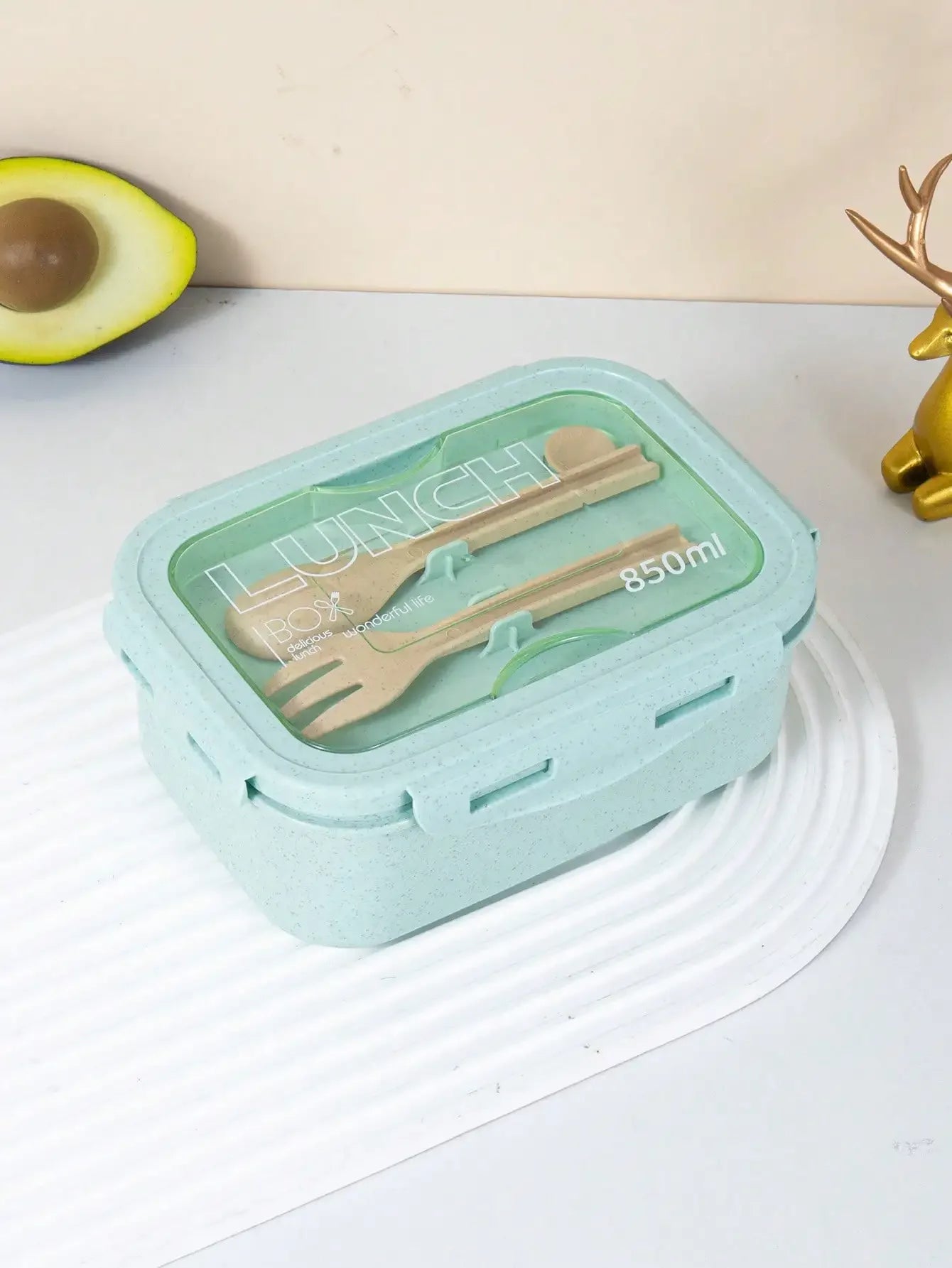 Boîte à déjeuner 1 pièce, boîte à déjeuner, forme carrée de couleur unie pour la journée des employés de bureau, scellée avec une vaisselle, boîte à repas pour four à micro-ondes