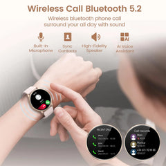 Montre intelligente pour femme avec fonction téléphone, écran tactile HD 1,39 pouces avec moniteur, cycle menstruel, surveillance du sommeil, pedom