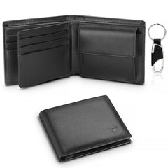 Portefeuille en cuir véritable pour hommes, classique, noir, souple, poche pour monnaie, porte-carte de crédit