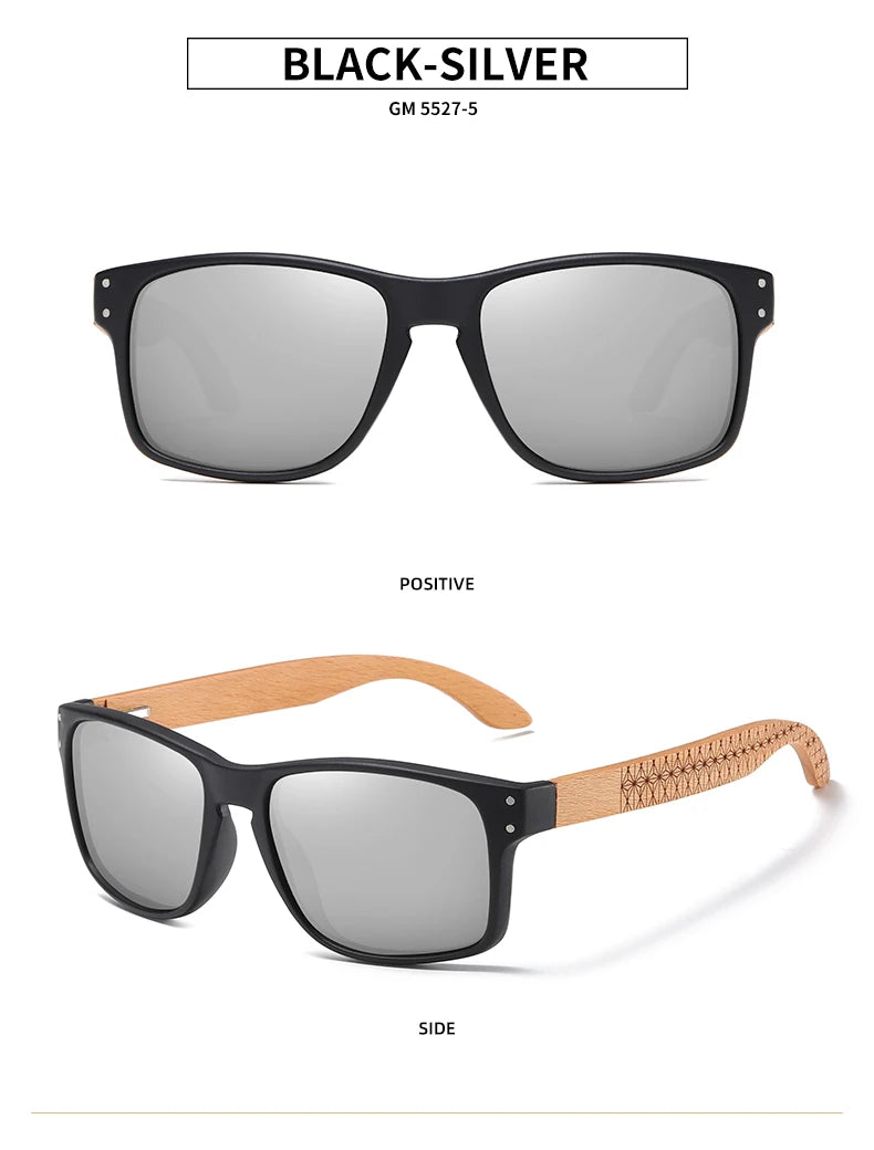 XSW-Lunettes de soleil polarisées faites à la main en bois de hêtre pour hommes, lunettes de soleil de conduite en plein air, charnière renforcée, design de marque, 5527