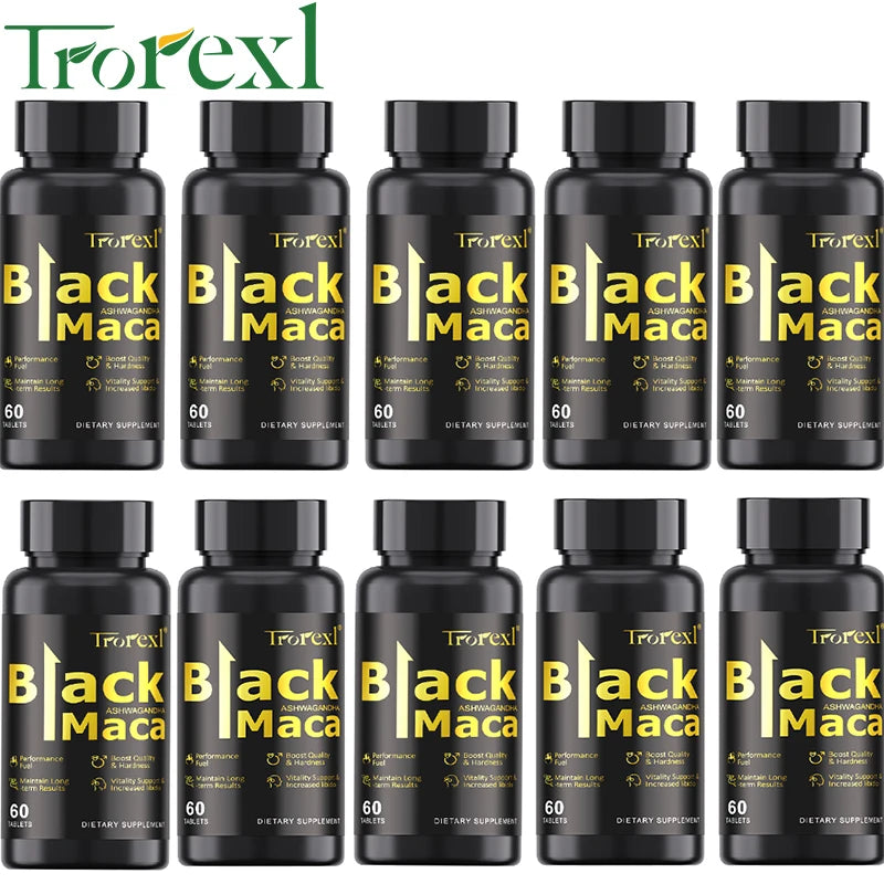 Pilules de Maca noires biologiques, 60 comprimés pour hommes, supplément améliorant, améliore la taille, l'endurance, favorise l'énergie saine