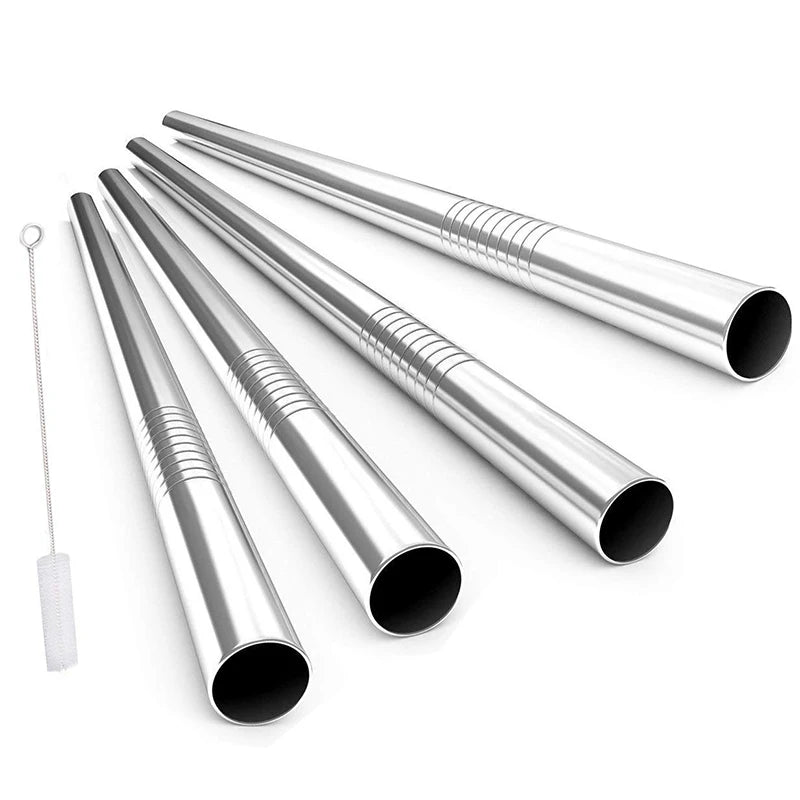 FAIS DU 4 pièces 12mm paille réutilisable en acier inoxydable 304 avec brosse de nettoyage pour un sorter facile des smoothies épais et des Milkshakes